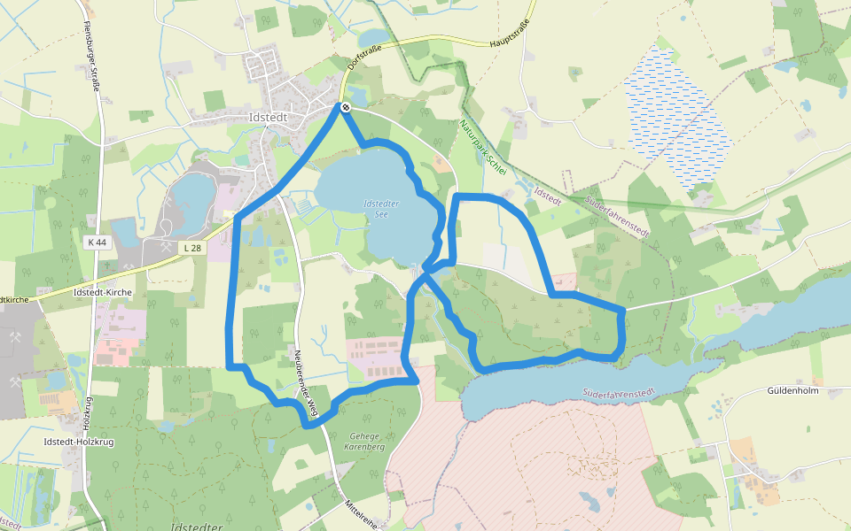 Wanderroute, rot walking route map in Idstedt