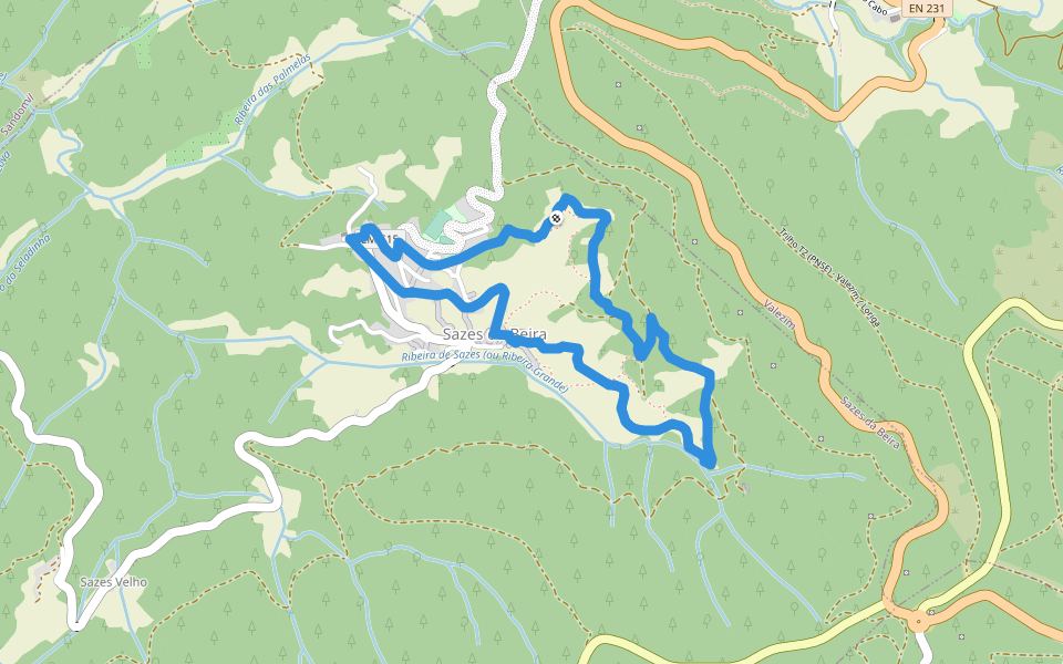 Rota do Volfrâmio walking route map in Sazes da Beira