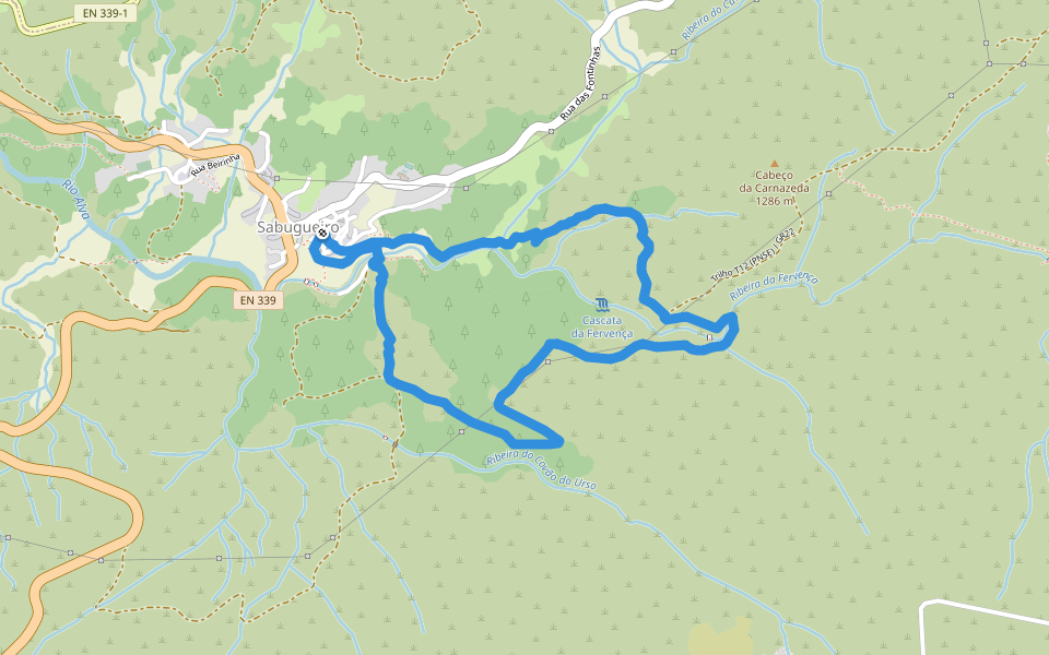 Rota da Fervença walking route map in Sabugueiro