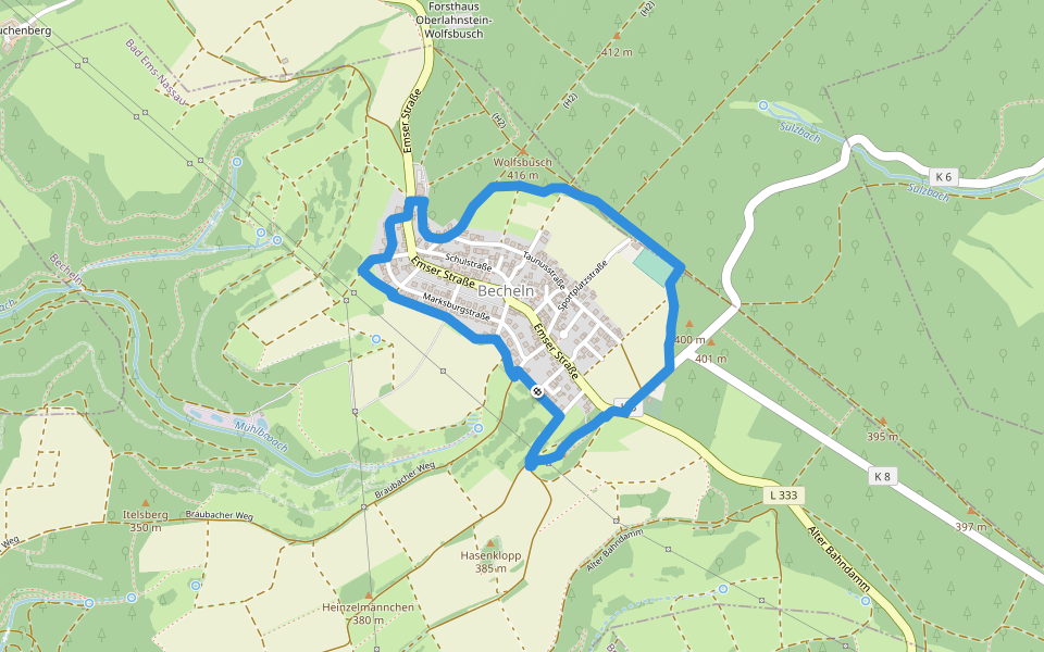 Ortsrundwanderweg Becheln walking route map in Becheln