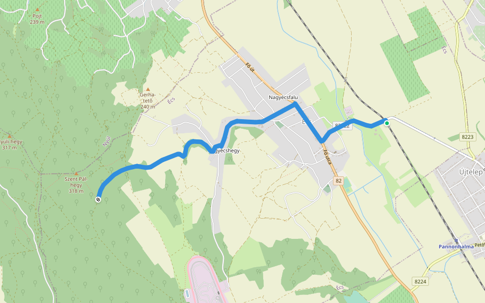 P+ (Écs vá.) walking route map in Écs