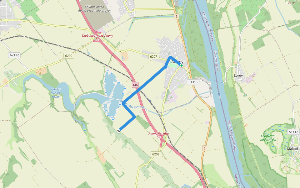 P■ (Adony) walking route map in Adony