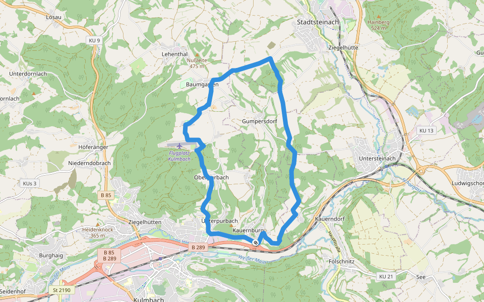 Baumgartener-Weg KU 43 walking route map in Kulmbach