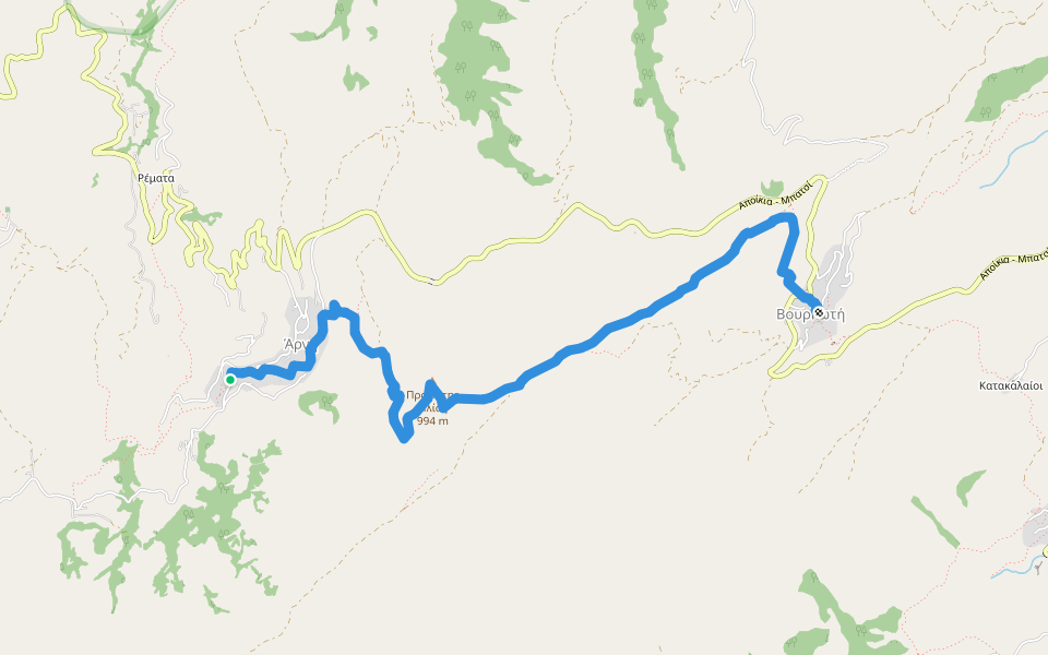 Andros Routes 12 walking route map in Arni