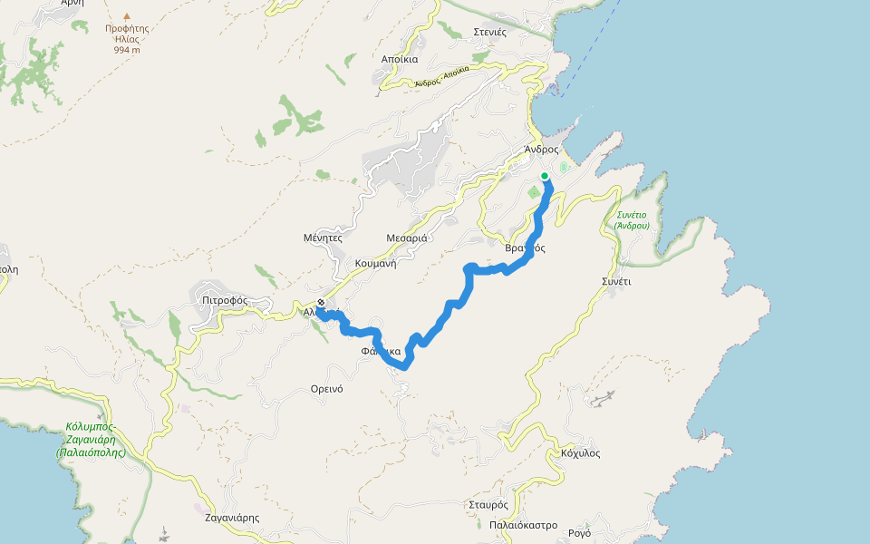 Andros Routes 18 walking route map in Andros