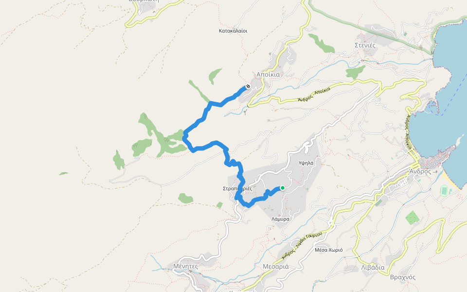 Andros Routes 10 walking route map in Lamira