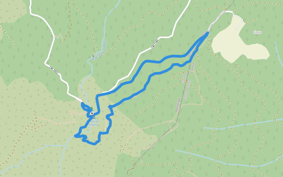 Rota do Poço do Inferno walking route map in Manteigas