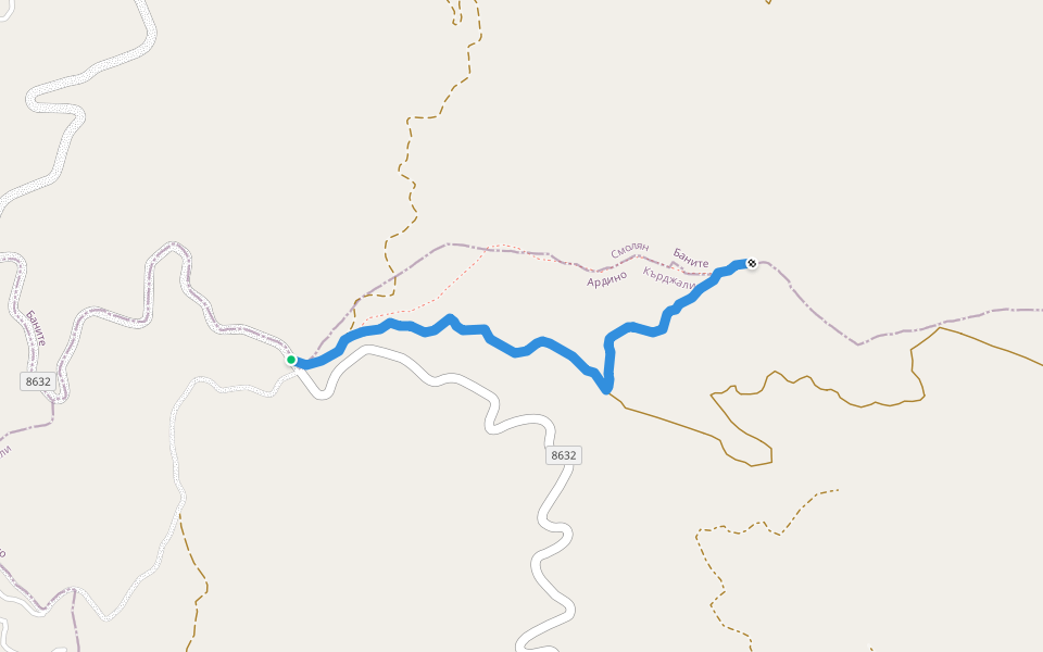 За Карабурун walking route map in Kardzhali