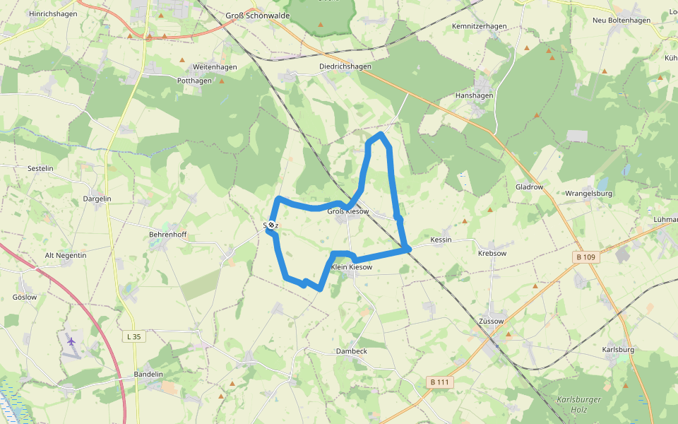 Vaterunser-Weg walking route map in Groß Kiesow