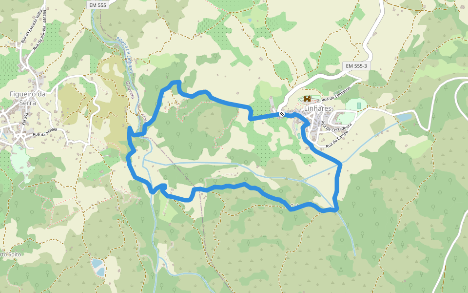 Trilho da Calçada Romana walking route map in Linhares da Beira