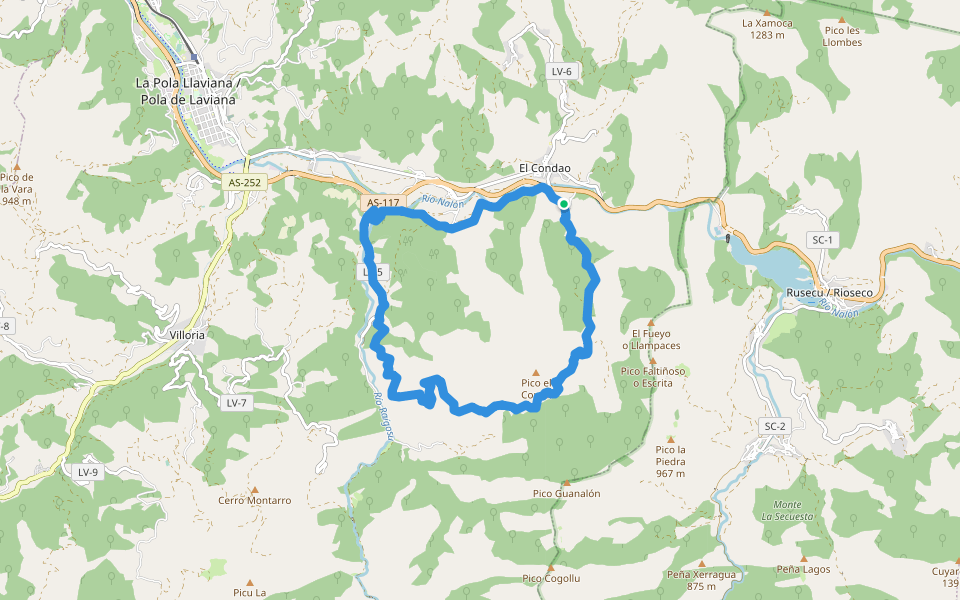 PR-AS 53 Ruta del Reigusu walking route map in Soto