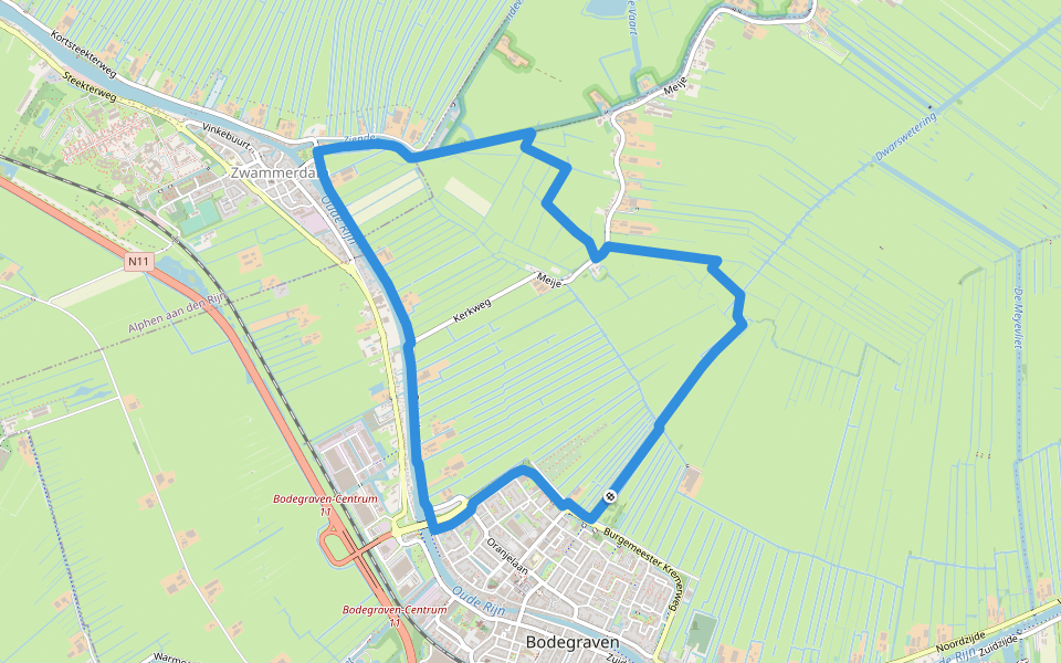 Veldzichtpad walking route map in Bodegraven