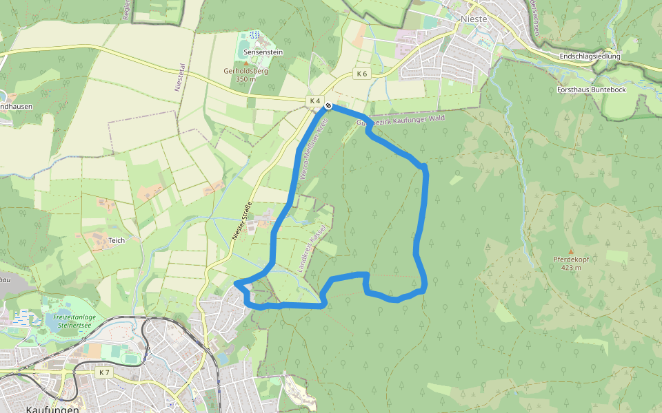 Rundweg Eulenbäume walking route map in Nieste