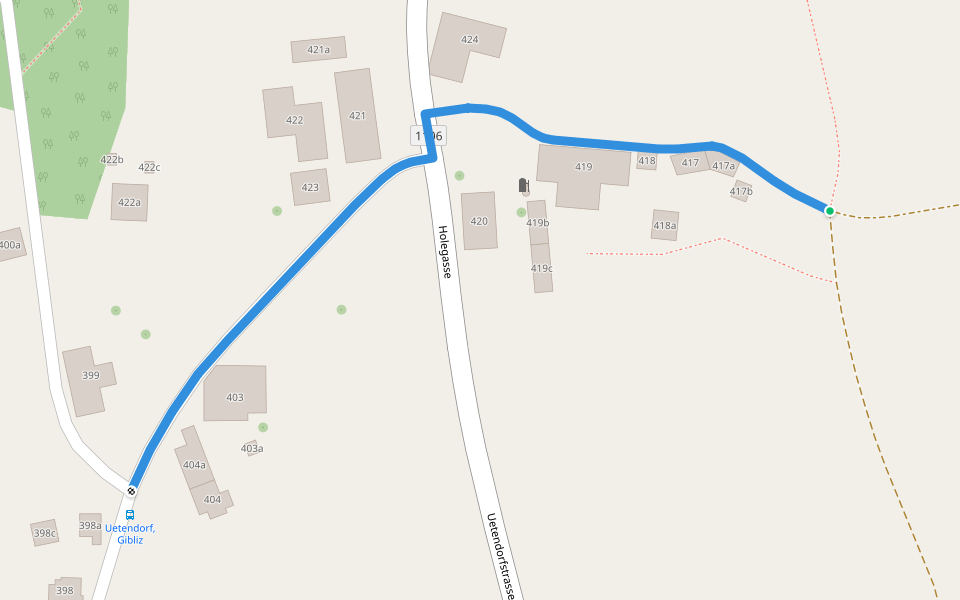 Thierachern-Wattenwil walking route map in Uetendorf
