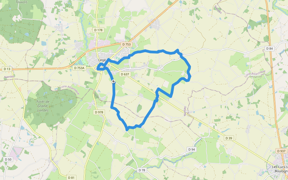 Sentier des Chapelles walking route map in Legé