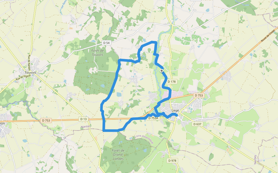 Sentier des Sangliers walking route map in Legé