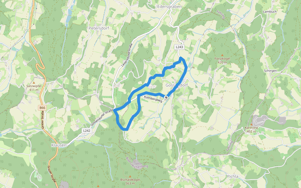 Gossendorfer Krippenrundweg walking route map in Gossendorf