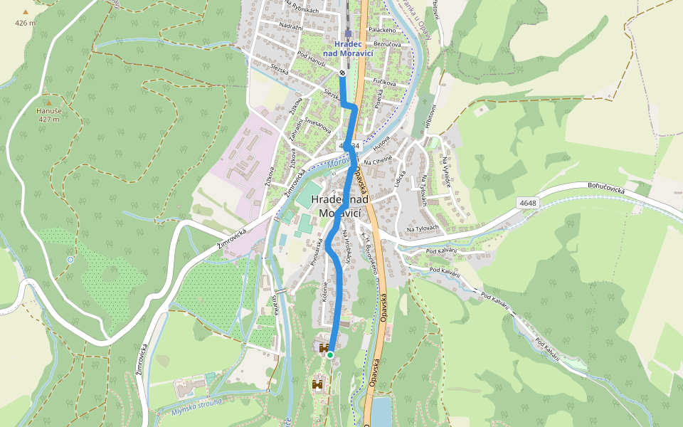 [Z] NS Městská -Hradec nad Moravicí walking route map in Hradec nad Moravicí