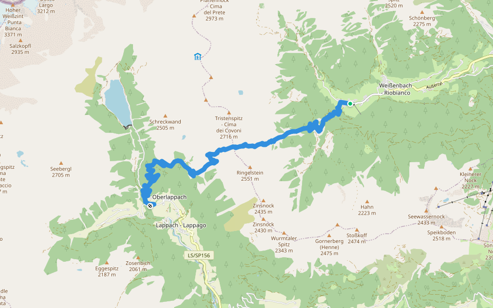 Lappacher Jöchl walking route map in Innertal
