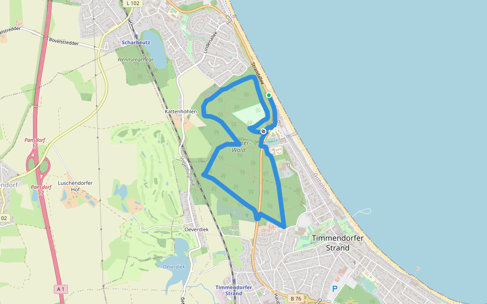 Ostsee-Therme Lang walking route map in Scharbeutz
