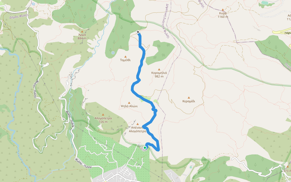 Μονή Κυπριανού - Κιάφα Πίνη walking route map in Άνω Λιόσια