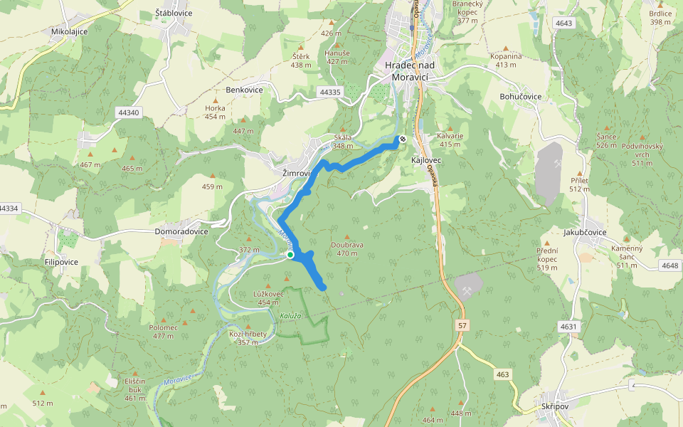 NS Bukový chodník walking route map in Hradec nad Moravicí