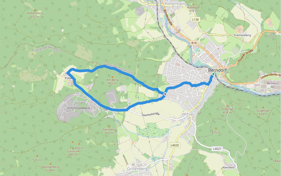 Arthur Krupp Runde (Berndorf) walking route map in Berndorf
