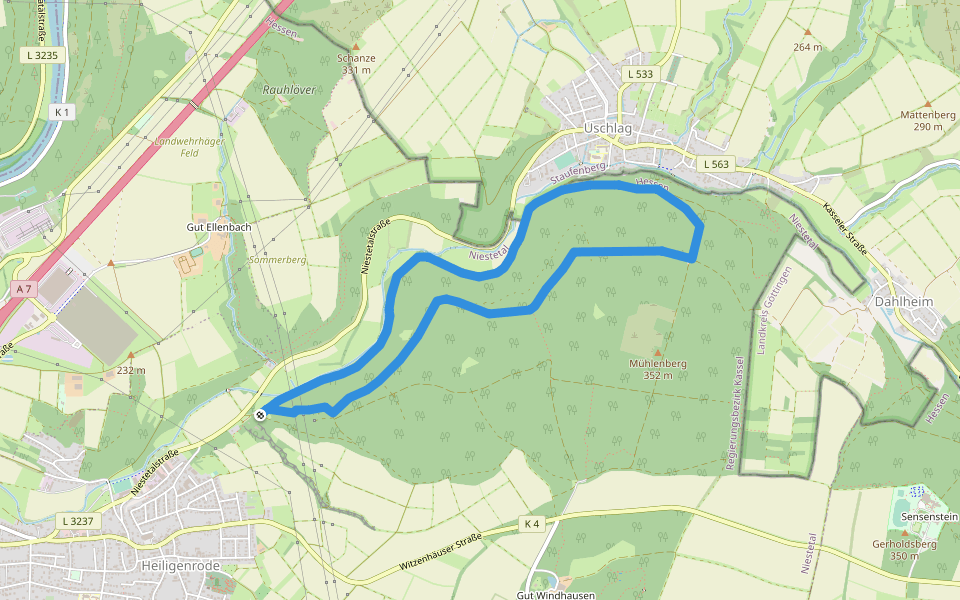 Kaufunger Wald, Rundweg 32 - Niesteauen walking route map in Niestetal