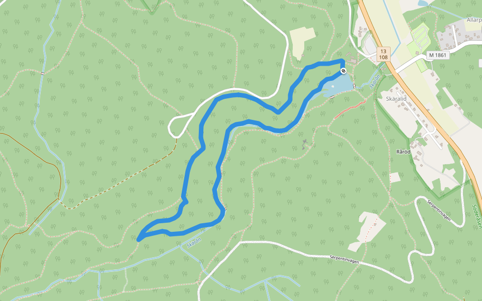 Kopparhattsrundan walking route map in Skäralid