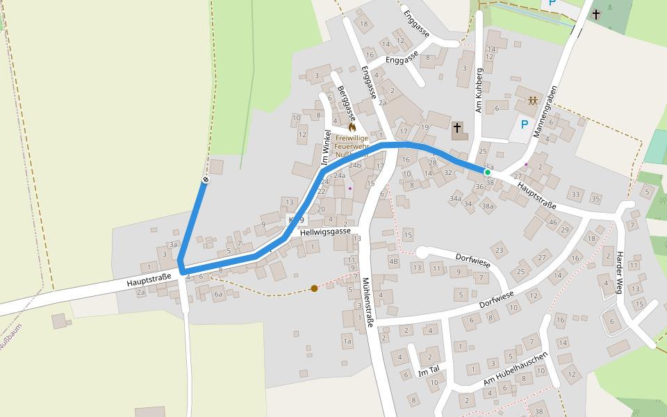 Hasenberg N1 walking route map in Nußbaum