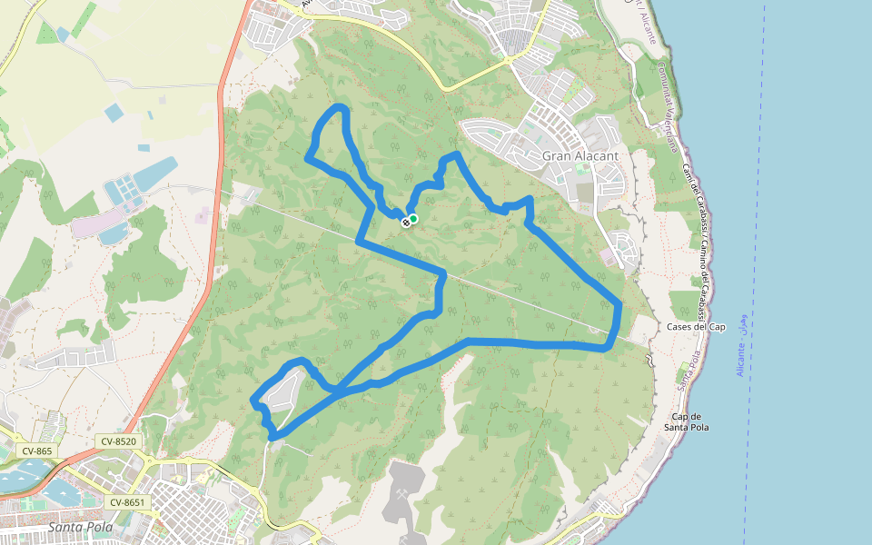 Sierra de Santa Pola walking route map in Santa Pola