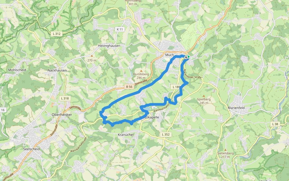 Much Rundweg A6 walking route map in Much