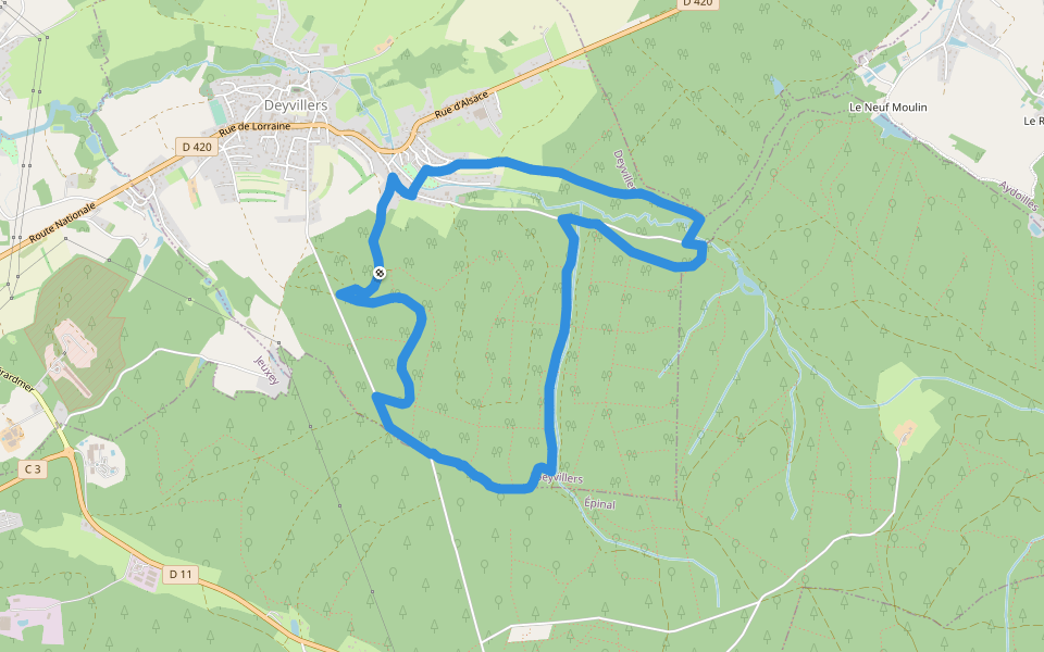 Circuit de la Feinge Orientale walking route map in Deyvillers