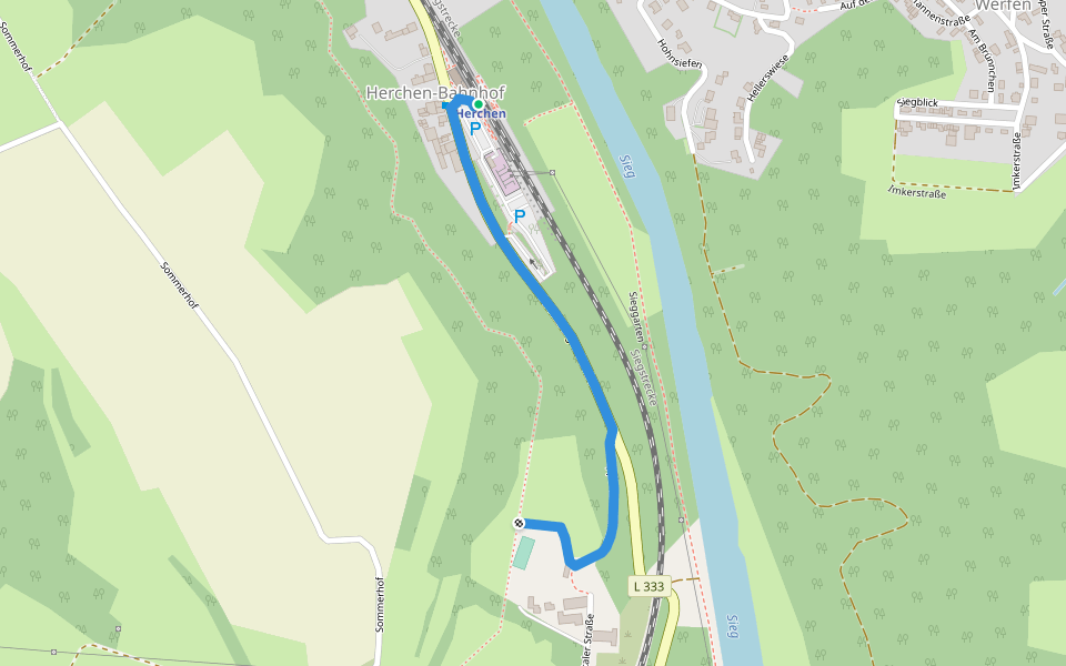 Natursteig Sieg Zuweg Herchen Bahnhof walking route map in Windeck