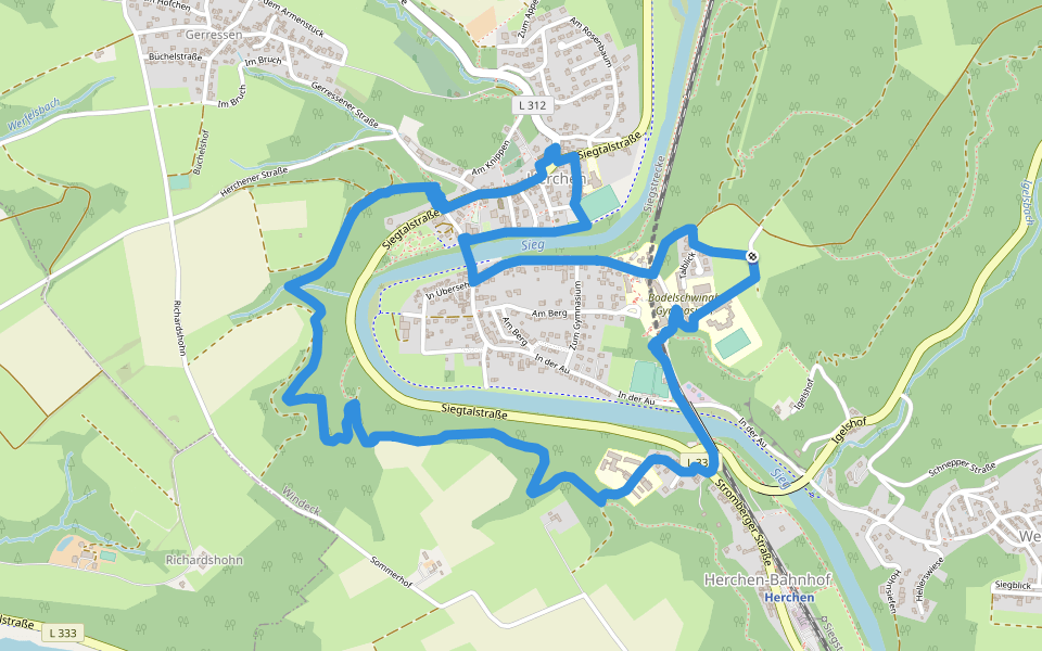 Künstlerweg (Erlebnisweg Sieg) walking route map in Windeck