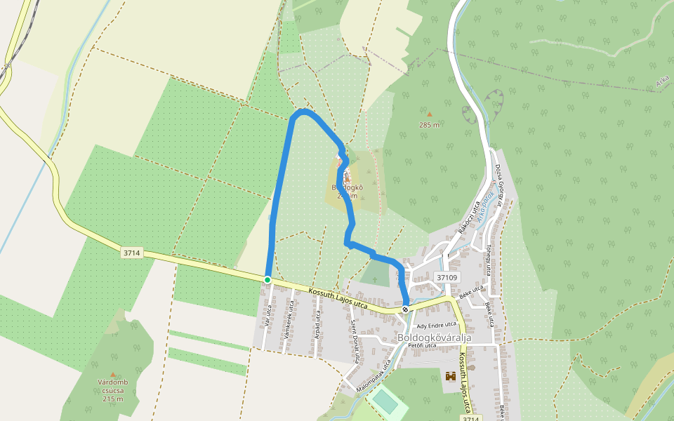 K▙ (Boldogkő vára) walking route map in Boldogkőváralja