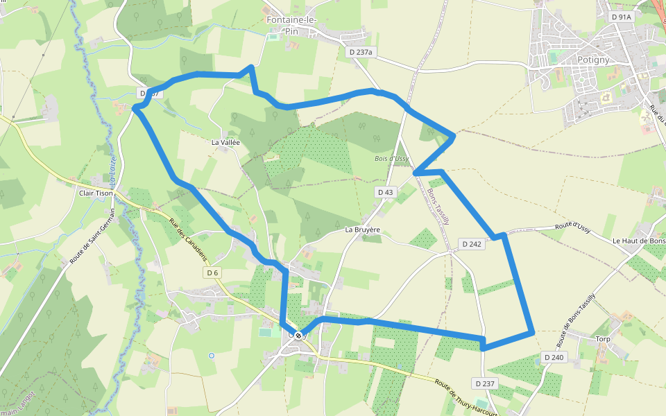 Circuit des Pépinières walking route map in Ussy