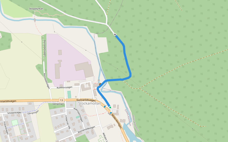 Stenbockstenen walking route map in Stockamöllan