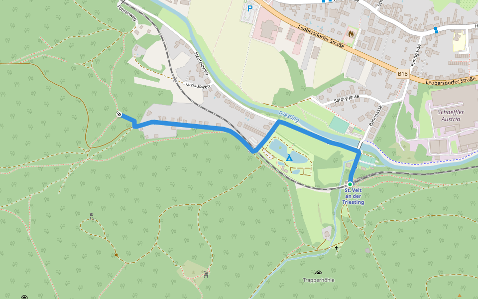 St. Veit Bahnhof - Glöckerlkreuz walking route map in Berndorf