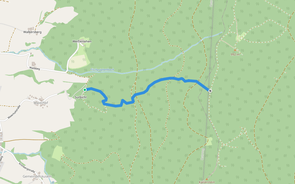 Ispertal-Peilnstein Nr. 33 walking route map in Yspertal