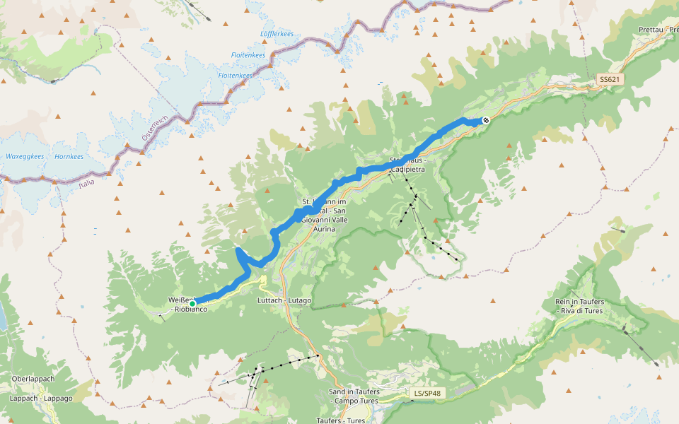 Höfeweg walking route map in Weissenbach