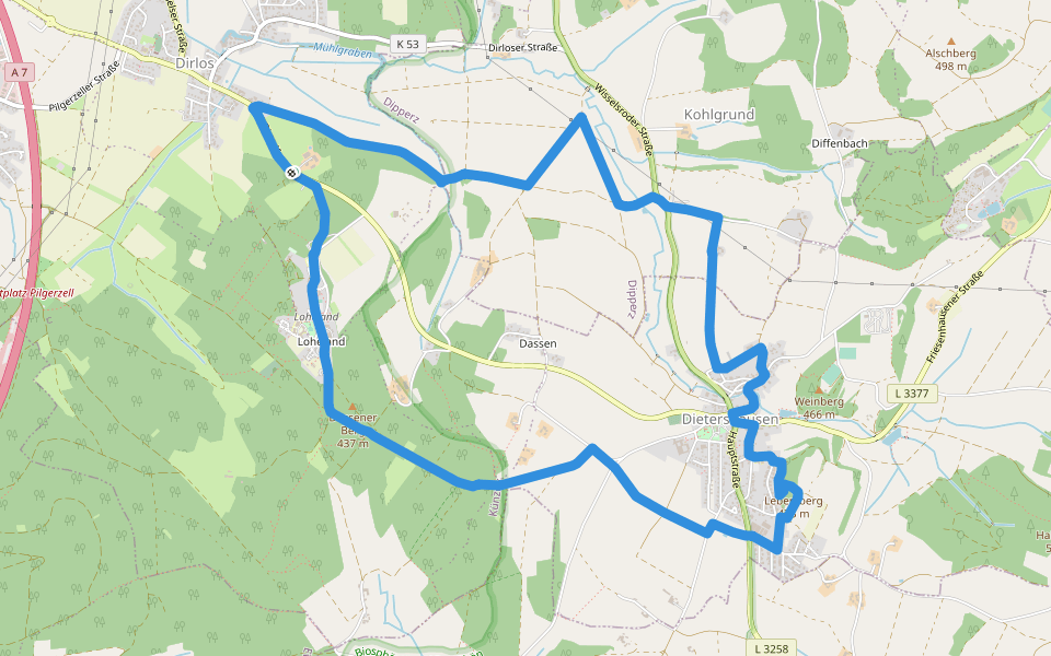 Dietershausen Nordic Walking 6 walking route map in Künzell
