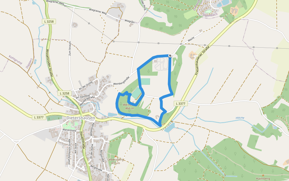 Dietershausen Rundweg 5 walking route map in Künzell