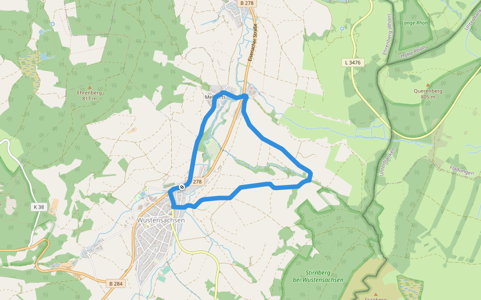 Rhönrundweg 7 walking route map in Ehrenberg (Rhön)