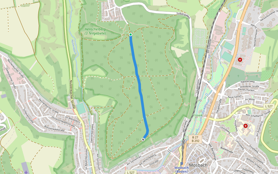 Verbindungsweg 1-1 walking route map in Mosbach