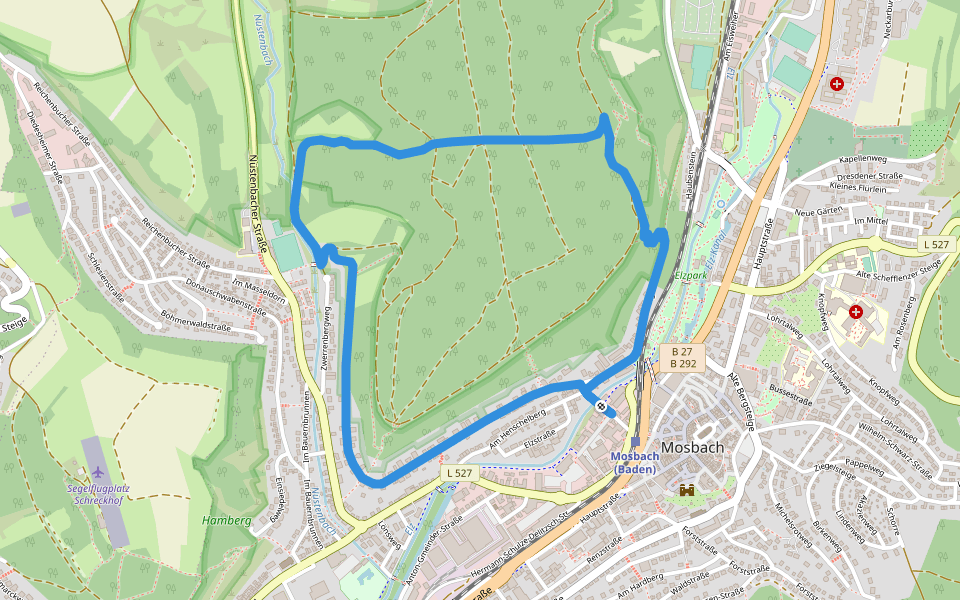 Rundwanderweg Mosbach 4: Henschelberg-Weg walking route map in Mosbach