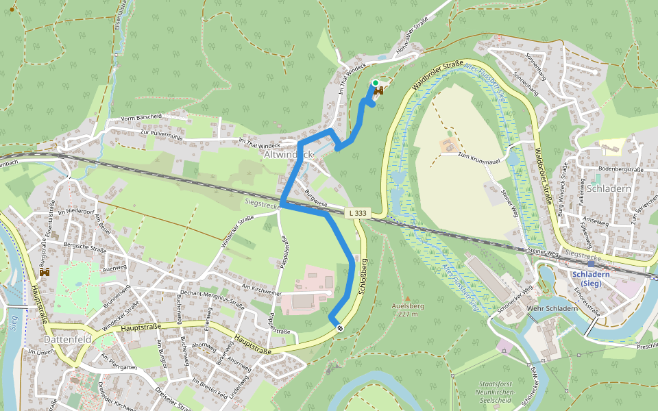 Mäanderweg (Erlebnisweg Sieg Nr. 16) walking route map in Windeck