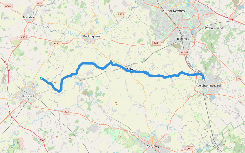 Cross Bucks Way walking route map in Stratton Audley