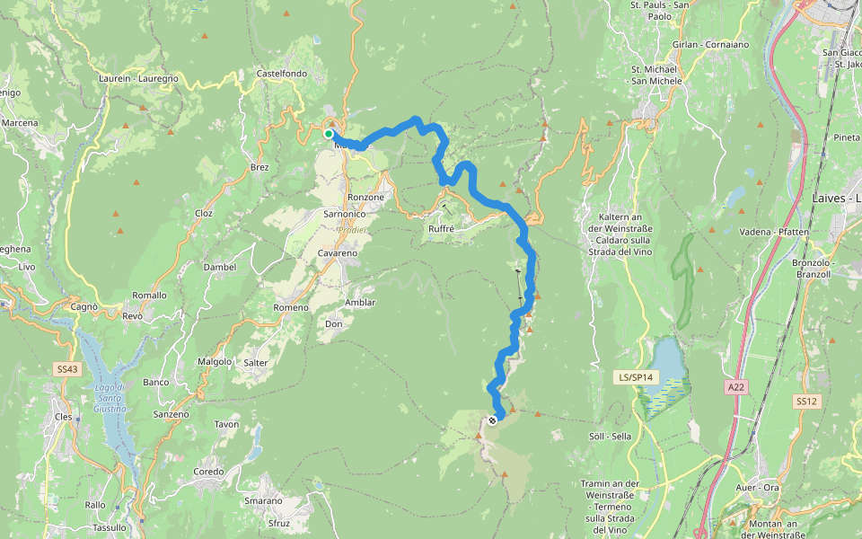 Sentiero Italia - Tappa C06 walking route map in Fondo