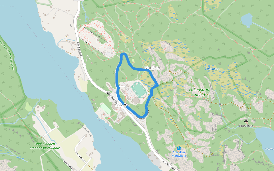 Päivättärenpolku walking route map in Helsinki